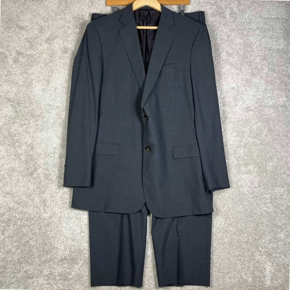 Brooks Brothers Suit Men 44L 37x29 Grey BrooksCool Fitzgerald Wool Blend